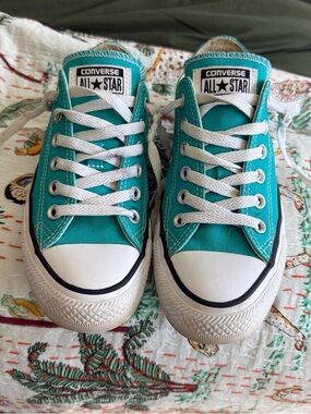 Converse Teal Low Top Sneakers with White Accents